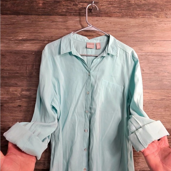 Chico's Aqua Button-Down Shirt - Picture 7 of 7